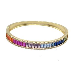 Copper Bangle Pave Multicolor Zircon Gold Plated, approx 8mm, 50-60mm [FR10779]