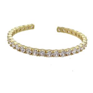 Copper Bangle Pave Clear Zircon Gold Plated, approx 5.5mm, 55-60mm [FR10780]