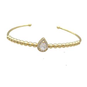 Copper Bangle Pave Clear Crystal Gold Plated, approx 9-11mm, 4mm, 55-60mm [FR10784]