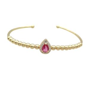 Copper Bangle Pave Red Crystal Gold Plated, approx 9-11mm, 4mm, 55-60mm [FR10786]