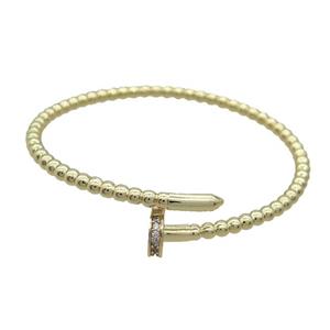 Copper Bangle Pave Zircon Gold Plated, approx 10mm, 4mm, 55-60mm [FR10789]