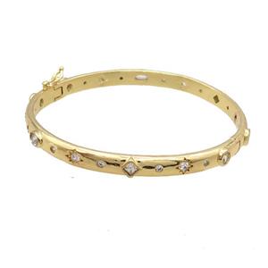 Copper Bangle Pave Zircon Gold Plated, approx 5mm, 55-60mm [FR10795]