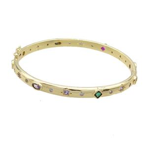 Copper Bangle Pave Zircon Gold Plated, approx 5mm, 55-60mm [FR10796]