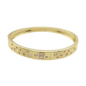 Copper Bangle Pave Zircon Gold Plated, approx 5-8.5mm, 50-60mm [FR10797]