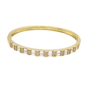 Copper Bangle Pave Zircon Gold Plated, approx 5mm, 50-60mm [FR10798]