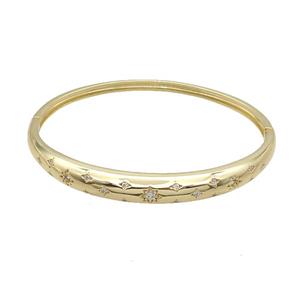 Copper Bangle Pave Zircon Gold Plated, approx 4-7mm, 50-60mm [FR10799]
