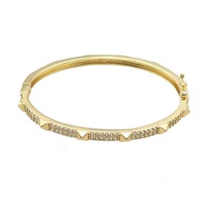 Copper Bangle Pave Zircon Gold Plated, approx 4mm, 50-60mm [FR10800]