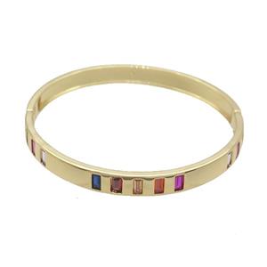 Copper Bangle Pave Multicolor Zircon Gold Plated, approx 6.5mm, 50-60mm [FR10801]