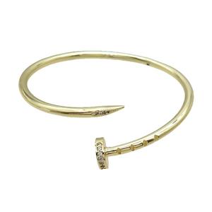 Copper Bangle Pave Zircon Gold Plated, approx 11.5mm, 3.5mm, 55-60mm [FR10802]