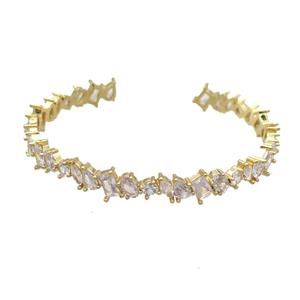 Copper Bangle Pave Clear Crystal Gold Plated, approx 9mm, 50-60mm [FR10805]