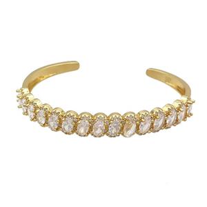 Copper Bangle Pave Clear Crystal Gold Plated, approx 9mm, 48-60mm [FR10806]