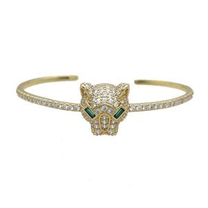 Copper Bangle Pave Zircon Leopard Gold Plated, approx 17-19mm, 45-60mm [FR10807]