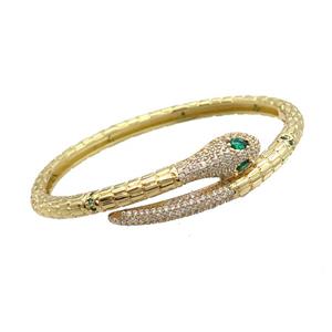 Copper Bangle Pave Zircon Snake Gold Plated, approx 5-9mm, 50-60mm [FR10810]