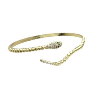 Copper Bangle Pave Zircon Snake Gold Plated, approx 3-5mm, 52-60mm [FR10812]
