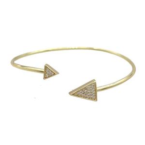 Copper Bangle Pave Zircon Triangle Gold Plated, approx 6.5mm, 10-12mm, 55-65mm [FR10817]