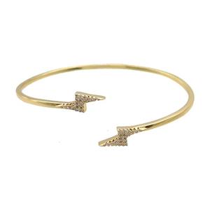 Copper Bangle Pave Zircon Lightning Gold Plated, approx 7-17mm, 50-60mm [FR10818]