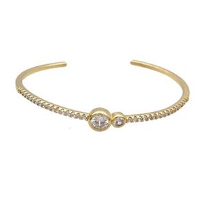 Copper Bangle Pave Zircon Gold Plated, approx 5mm, 8mm, 50-60mm [FR10819]