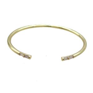 Copper Bangle Pave Zircon Gold Plated, approx 3mm, 50-60mm [FR10820]