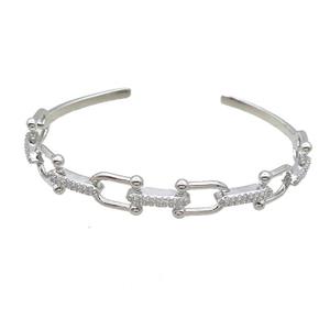 Copper Bangle Pave Zircon Platinum Plated, approx 10-12mm, 50-60mm [FR10821]