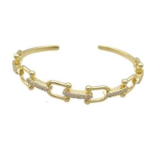 Copper Bangle Pave Zircon Gold Plated, approx 10-12mm, 50-60mm [FR10822]