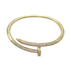 Copper Bangle Pave Zircon Gold Plated, approx 10mm, 3.5mm, 50-60mm [FR10823]