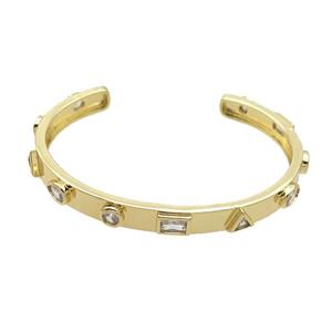 Copper Bangle Pave Zircon Gold Plated, approx 7mm, 48-60mm [FR10824]