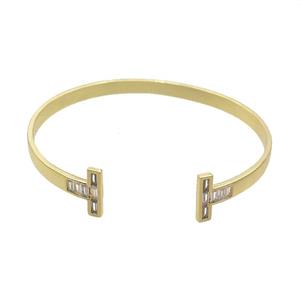 Copper Bangle Pave Zircon Gold Plated, approx 5-13mm, 55-65mm [FR10825]