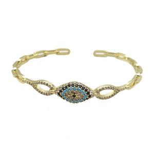 Copper Bangle Pave Zircon Eye Gold Plated, approx 11-20mm, 50-60mm [FR10826]