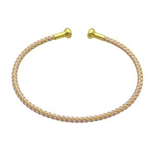 Copper Bangle Maroon Nylon Wire Wrapped Gold Plated, approx 3mm [FR10834]