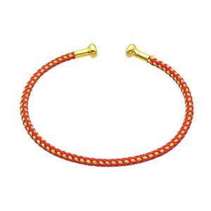 Copper Bangle Red Nylon Wire Wrapped Gold Plated, approx 3mm [FR10835]
