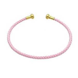 Copper Bangle Pink Nylon Wire Wrapped Gold Plated, approx 3mm [FR10836]