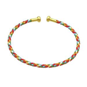 Copper Bangle Multicolor Nylon Wire Wrapped Gold Plated, approx 3mm [FR10837]