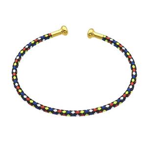Copper Bangle Multicolor Nylon Wire Wrapped Gold Plated, approx 3mm [FR10838]