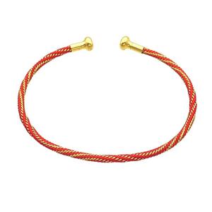 Copper Bangle Red Nylon Wire Wrapped Gold Plated, approx 3mm [FR10839]