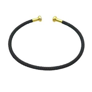 Copper Bangle Black Nylon Wire Wrapped Gold Plated, approx 3mm [FR10840]