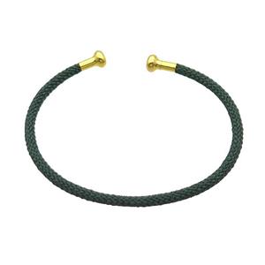 Copper Bangle Darkgreen Nylon Wire Wrapped Gold Plated, approx 3mm [FR10841]