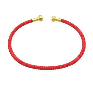 Copper Bangle Red Nylon Wire Wrapped Gold Plated, approx 3mm [FR10843]