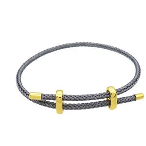 Gray Tiger Tail Steel Bracelet Adjustable, approx 3mm, 23cm length [FR10845]