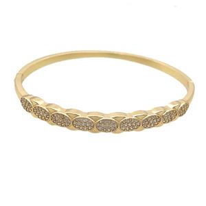 Copper Bangle Pave Zircon Gold Plated, approx 6mm, 50-60mm dia [FR10847]