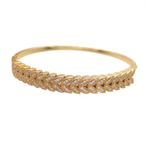 Copper Bangle Pave Zircon Gold Plated, approx 8mm, 50-60mm dia [FR10854]