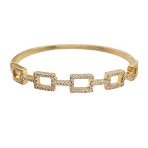 Copper Bangle Pave Zircon Gold Plated, approx 8mm, 50-60mm dia [FR10855]