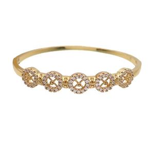 Copper Bangle Pave Zircon Gold Plated, approx 9mm, 50-60mm dia [FR10856]