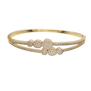 Copper Bangle Pave Zircon Gold Plated, approx 12mm, 50-60mm dia [FR10858]