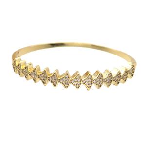 Copper Bangle Pave Zircon Gold Plated, approx 8mm, 50-60mm dia [FR10859]