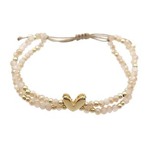 Crystal Glass Bracelet Adjustable, approx 9-11mm, 3.5mm, 20-24cm length [FR10861]