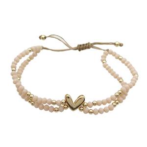 Crystal Glass Bracelet Adjustable, approx 9-11mm, 3.5mm, 20-24cm length [FR10862]