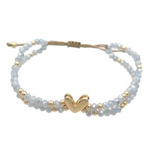 Crystal Glass Bracelet Grayblue Adjustable, approx 9-11mm, 3.5mm, 20-24cm length [FR10864]
