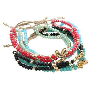 Crystal Glass Bracelet Adjustable Mixed, approx 9-11mm, 3.5mm, 20-24cm length [FR10870]
