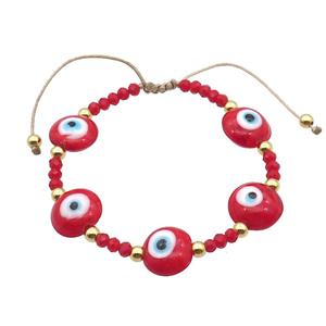 Red Lampwork Bracelet Evil Eye Copper Adjustable, approx 13mm, 3.5mm, 20-24cm length [FR10894]