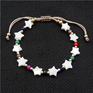 Pearlized Shell Bracelet Star Adjustable, approx 8mm, 20-24cm length [FR10916]